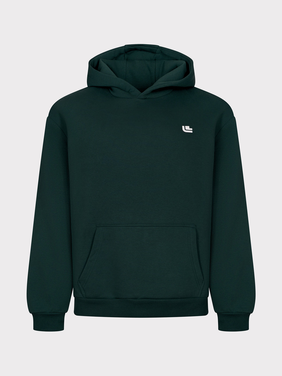 Driving the Limit Hoodie in Dunkelgrün von vorne mit kleinem Brustlogo